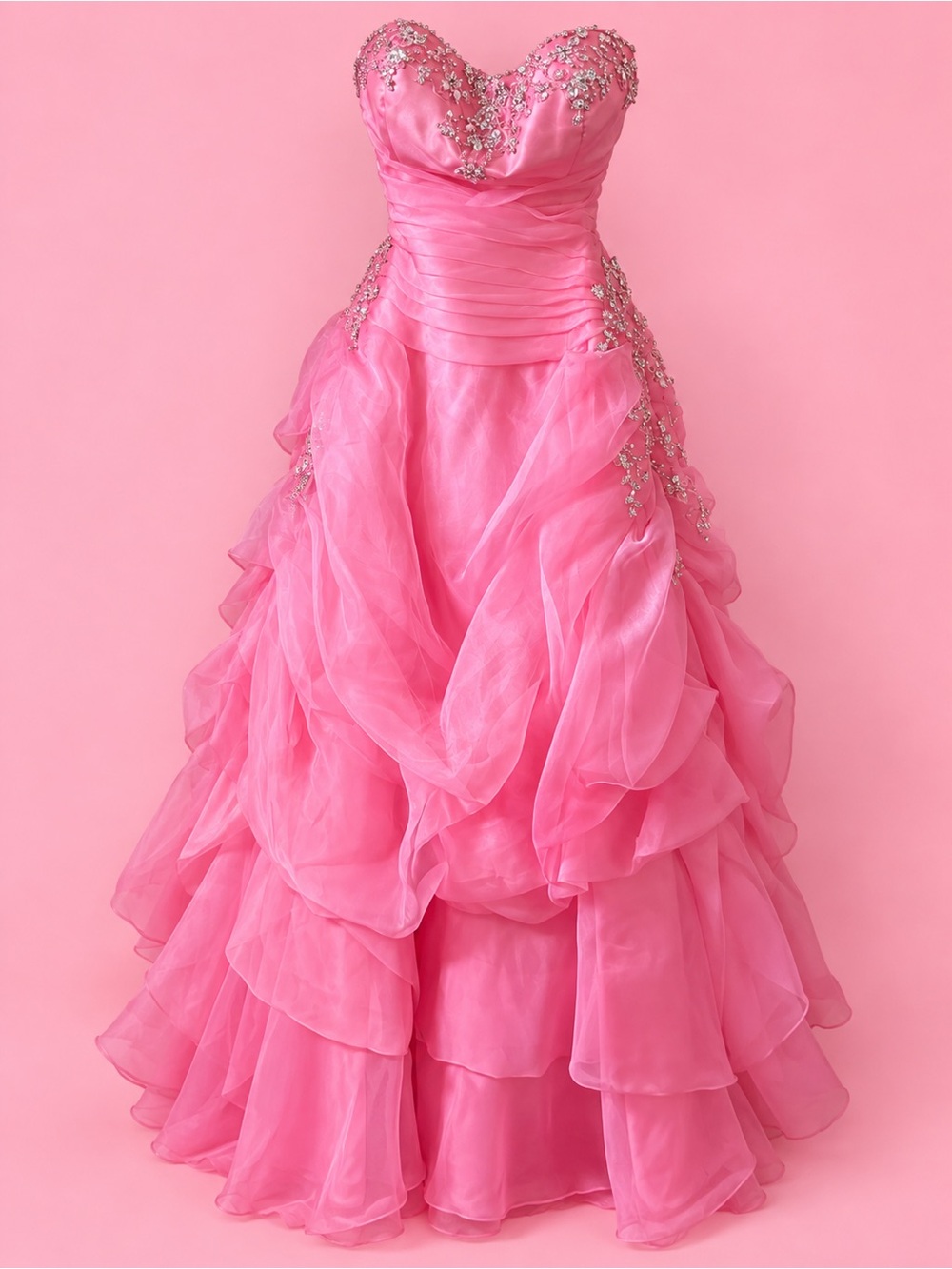 Strapless Pink Ruffled Dress